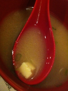 Tiny cubes of tofu made the miso soup even more fantastic.