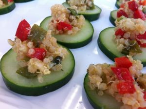 Attendees at the North Little Rock Vitamin Shoppe's Share the Health event loved these Poblano Quinoa Cucumber Bites with Cumin Vinaigrette