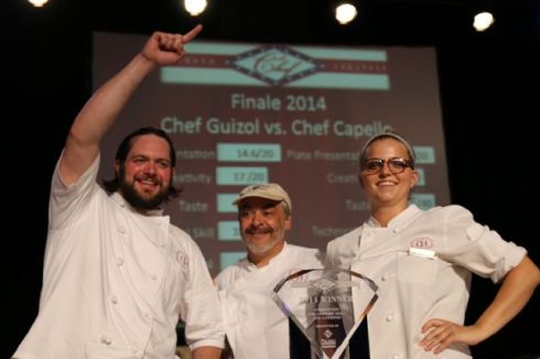 Diamond Chef 2014 winner Marc Guizol (center) with sous Patrick Kelly and Adrienne Rogers. 